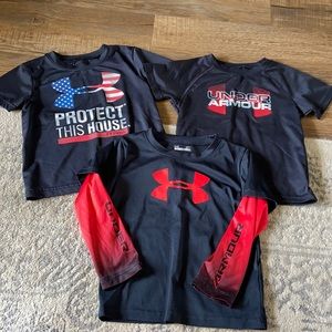 Under Armor 2T boys black shirts Lot/Bundle 2 short sleeve, 1 long sleeve